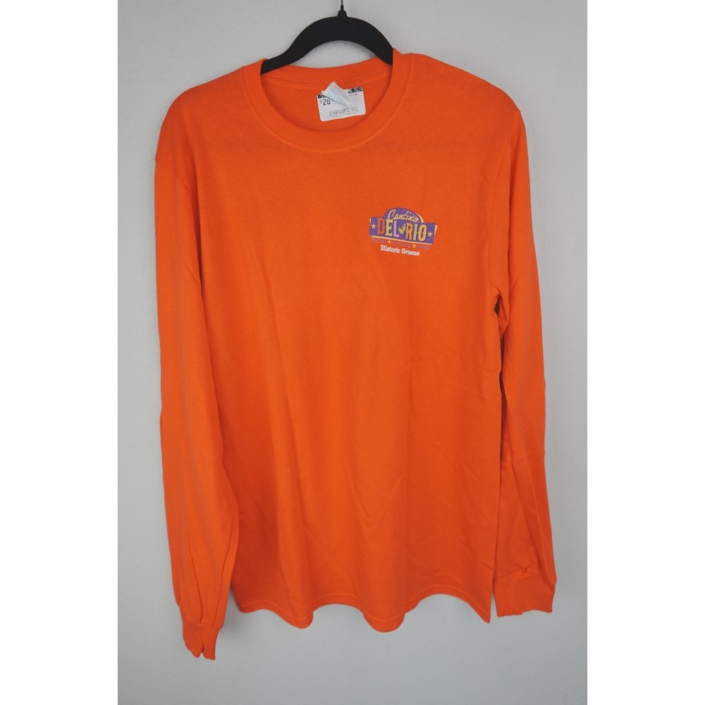 Cantino Del Rio Gruene Texas Unisex T Shirt XL Orange‎ Long Sleeve Crew Neck